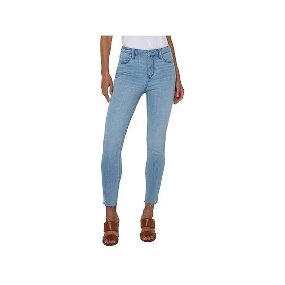 Liverpool Los Angeles Abby Jeans Women 12/3 Blue Denim Raw Hem Skinny Leg ERK387 - Picture 1 of 8